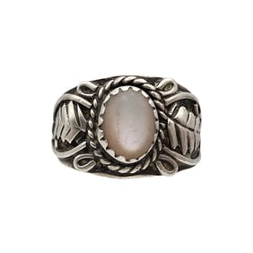 Tully Sam Navajo Sterling Mother of Pearl Ring Sz 8