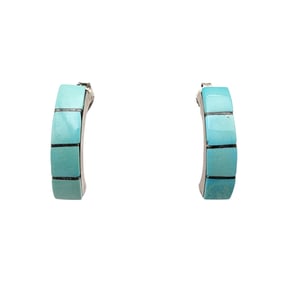 Southwestern Sterling Turquoise Inlay Earrings