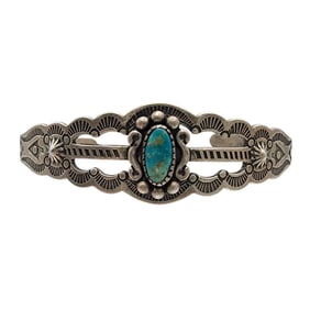 Pacific Jewelry Co. Sterling Turquoise Stamped Cuff Bracelet