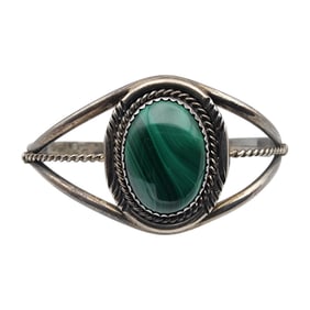 Navajo Sterling Malachite Cuff Bracelet