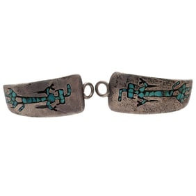 Gibson Gene Navajo Sterling Turquoise Chip Inlay Kachina Watch Tips