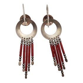 Southwestern Sterling Beaded Dangle Earrings