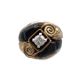 Southwestern Sterling Onyx Cobblestone Ring Sz 5