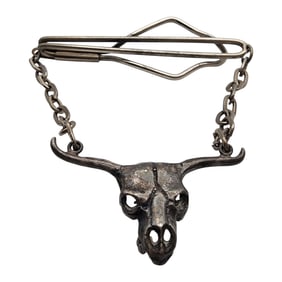 Vintage Southwestern Sterling Longhorn Tie Bar