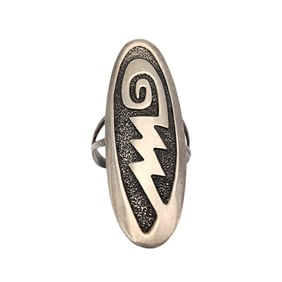 Southwestern Sterling Overlay Ring Sz 8.5