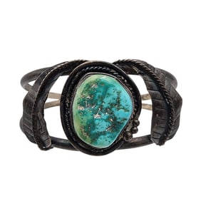 Vintage Navajo Sterling Turquoise Chunk Cuff Bracelet