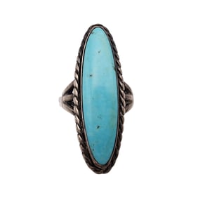 Bell Trading Post Sterling Turquoise Ring Sz 5.5