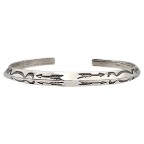 Navajo Sterling Stamped Cuff Bracelet