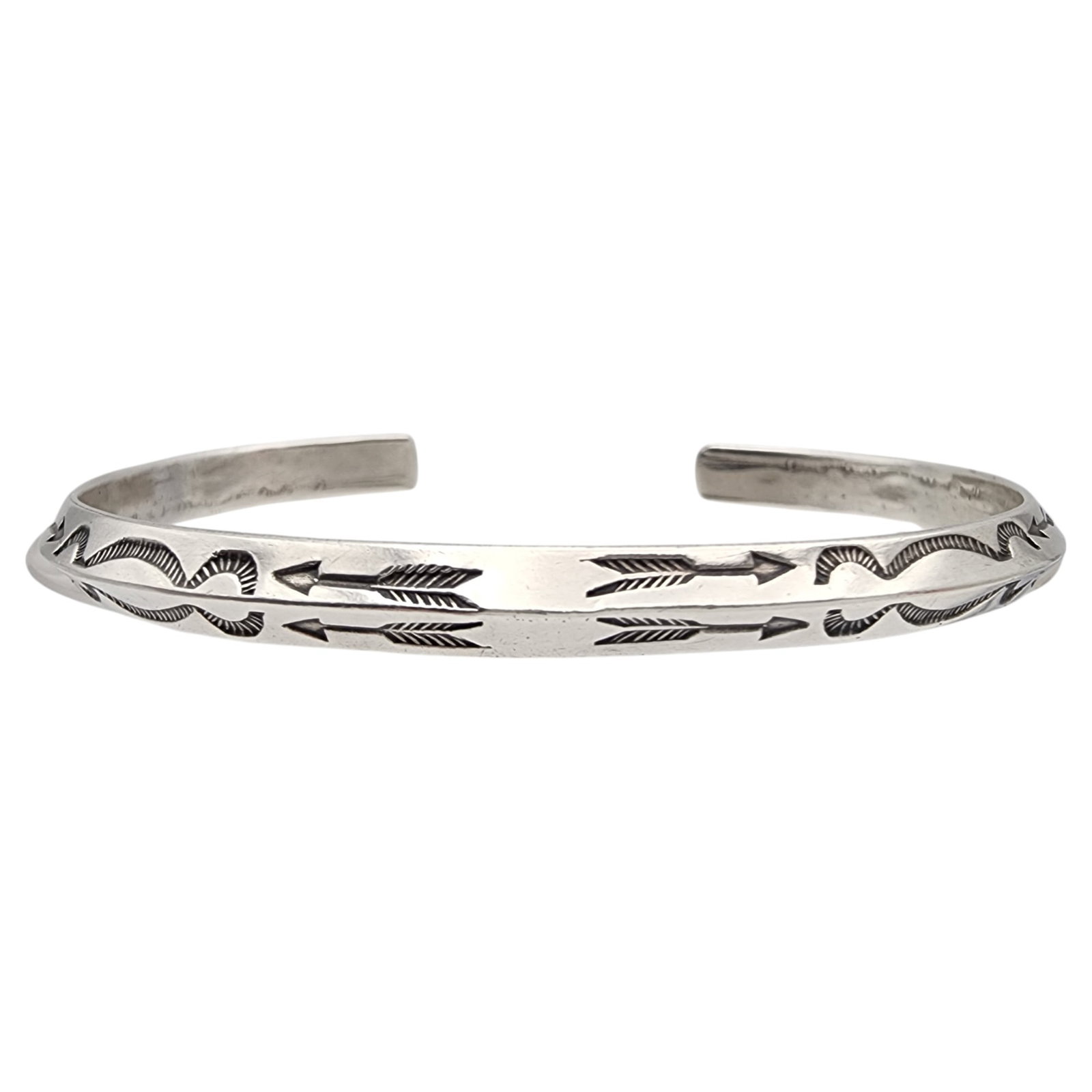 Navajo Sterling Stamped Cuff Bracelet: Navajo Sterling Stamped Cuff Bracelet, 11.4g