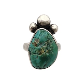 Signed Turquoise Chunk Ring Sz 4