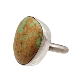Signed Navajo Sterling Turquoise Ring Sz 8.25