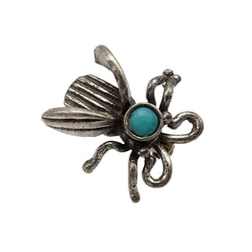 Southwestern Sterling Turquoise Bug Brooch