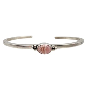 Tom Taylor Navajo Sterling Rhodochrosite Cuff Bracelet