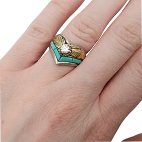 Silver Ray Sterling Turquoise Cobblestone Ring Sz 6