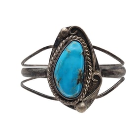 Vintage Navajo Sterling Turquoise Cuff Bracelet