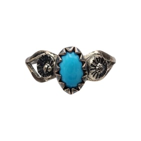 Vintage Navajo Sterling Turquoise Ring Sz 5.5