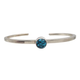 Leon Martinez Navajo Sterling Spiderweb Turquoise Cuff Bracelet