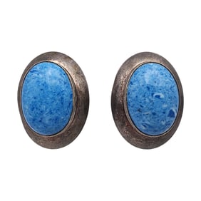 Navajo Sterling Denim Lapis Earrings