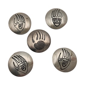 Navajo Sterling Bear Paw Button Covers