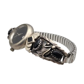 Navajo Sterling Onyx Watch Tips