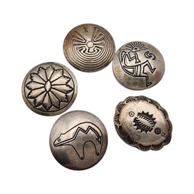 Navajo Sterling Stamped Button Covers