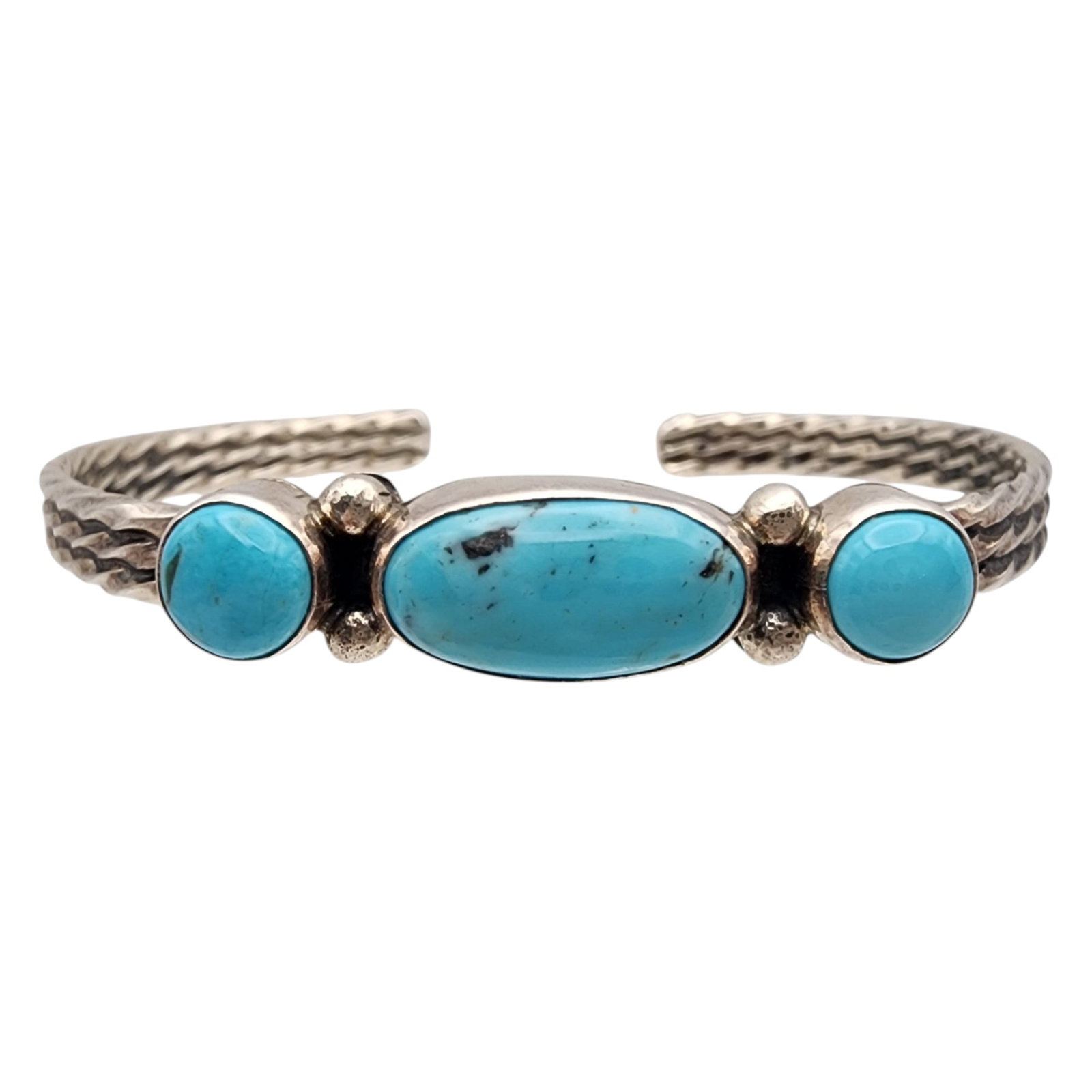 Navajo Sterling Turquoise Cuff Bracelet: Navajo Sterling Turquoise Cuff Bracelet, 9.9g