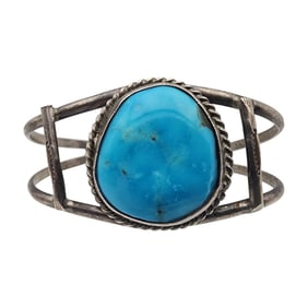 Vintage Navajo Sterling Turquoise Cuff Bracelet