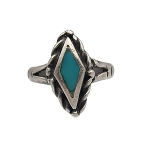 Southwestern Sterling Turquoise Ring Sz 8
