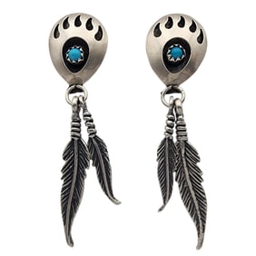 Southwestern Sterling Turquoise Bear Paw Dangle