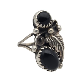 Navajo Sterling Onyx Ring Sz 3.5