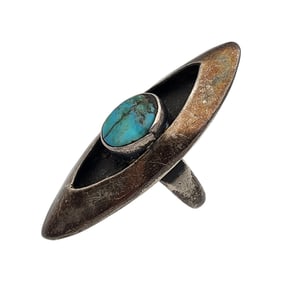 Vintage Navajo Sterling Turquoise Ring Sz 5.25