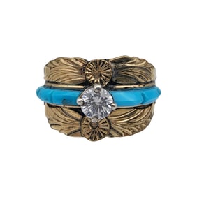 Silver Ray Sterling Turquoise Cobblestone Ring Sz 5