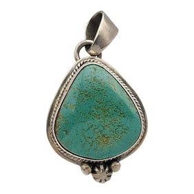 Signed LJ Sterling Boulder Turquoise Pendant