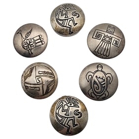 Vintage Navajo Sterling Stamped Button Covers