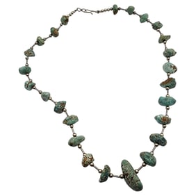 Southwestern Sterling Liquid Silver Turquoise Chunk Necklace