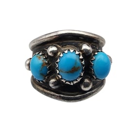 Vintage Navajo Sterling Turquoise Ring Sz 7
