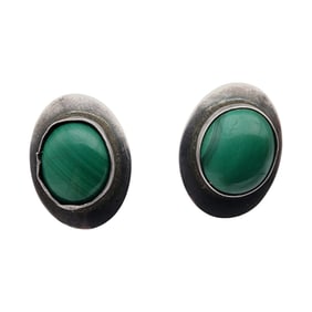 Navajo Sterling Malachite Earrings
