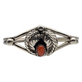 Navajo Sterling Coral Cuff Bracelet