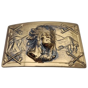 Robbins Co. George Thoresen Native American 3D Relief Belt Buckle