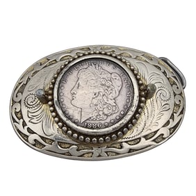 Vintage 1886 Morgan Silver Dollar Belt Buckle