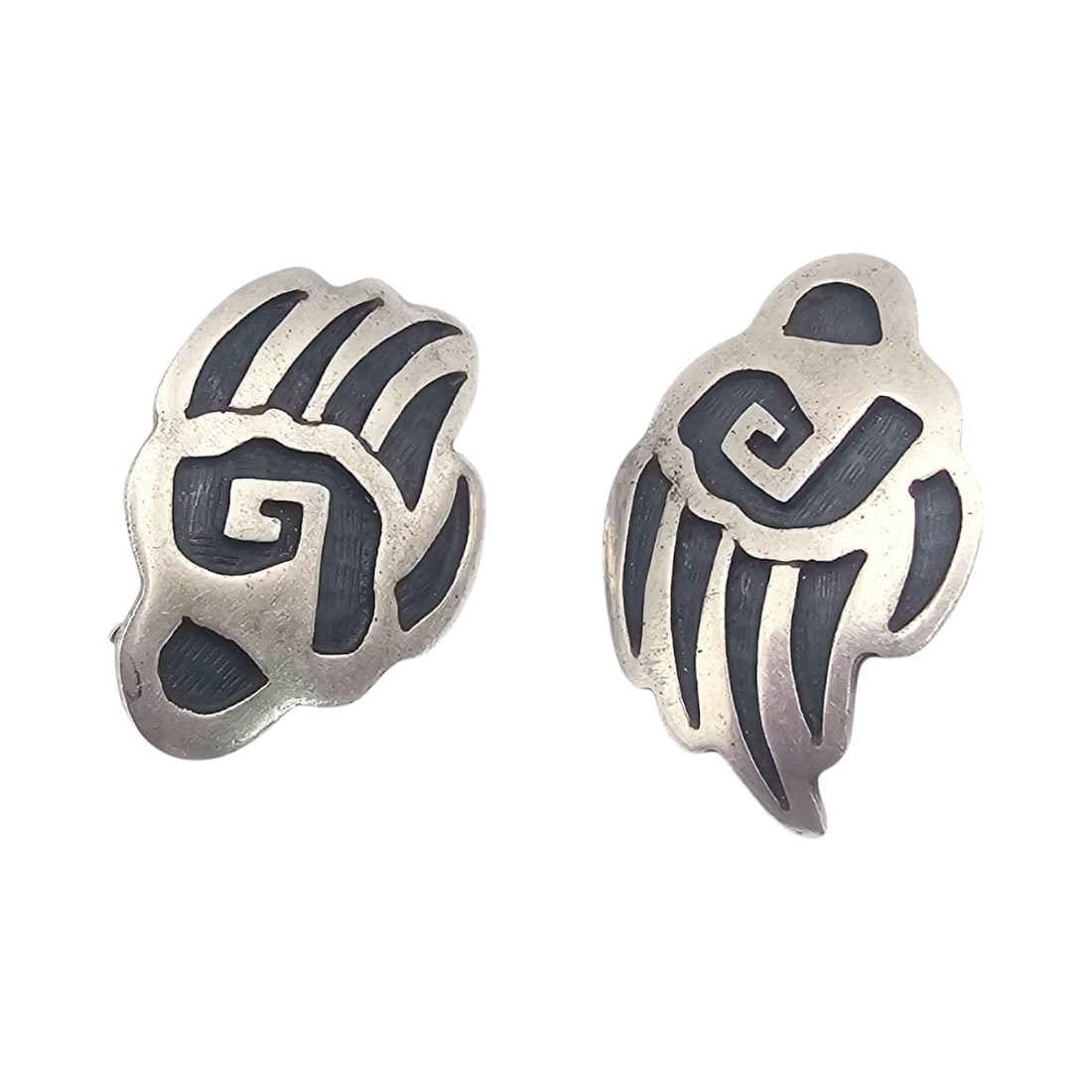 Sterling Hopi John Honie Bear Paw Earrings