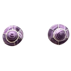 Fred Manuelito Navajo Sterling and Spiney Oyster Inlay Earrings