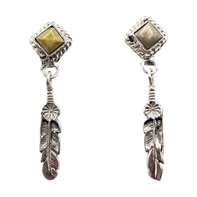 Annisa Martinez Navajo Sterling Kingman Turquoise Earrings