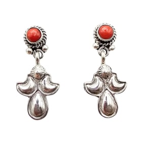 Verley Betone Navajo Sterling Red Coral Earrings
