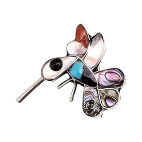 Deana Allapowa Zuni Sterling Multi-Stone Pin/Pendant