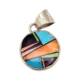 Cordell Brown Navajo Sterling Multistone Pendant