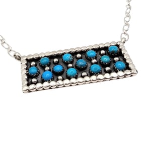 Kenny Lonjose Navajo Sterling Kingman Turquoise Necklace