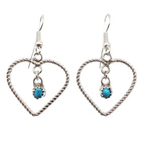 Sylvia Chee Navajo Sterling Kingman Turquoise Earrings
