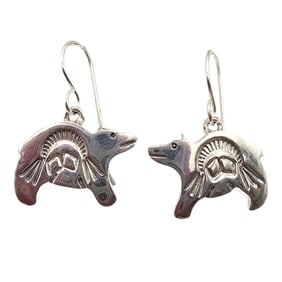 Allen Lee Navajo Sterling Bear Earrings