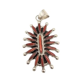 Lance Waatsa Zuni Sterling Red Coral Pendant